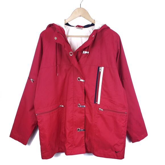 Nike Women's Vintage Hooded Red Jacket Size L Large - Picture 1 of 11